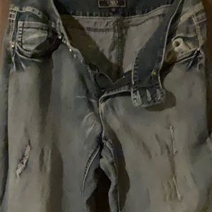 Boot cut, ripped jeans